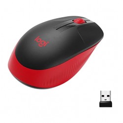 Logitech M190 Wireless Mouse Full Size Ambidextrous Curve Design Red
