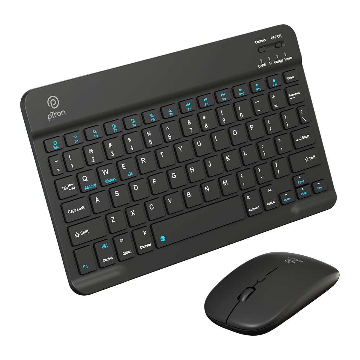 pTron Keyvo KW4 Wireless Keyboard & Mouse Combo Set, Ultra-Slim Keyboard w/ 78 Keys, Multimedia Keys, BT Mouse w/ 1600 DPI Precision Optical Sensor, Compatible with Tablets/Smartphones/PC (Black) pTron Keyvo KW4 Wireless Keyboard & Mouse Combo Set, Ultra-Slim Keyboard w/ 78 Keys, Multimedia Keys, BT Mouse w/ 1600 DPI Precision Optical Sensor, Compatible with Tablets/Smartphones/PC (Black)