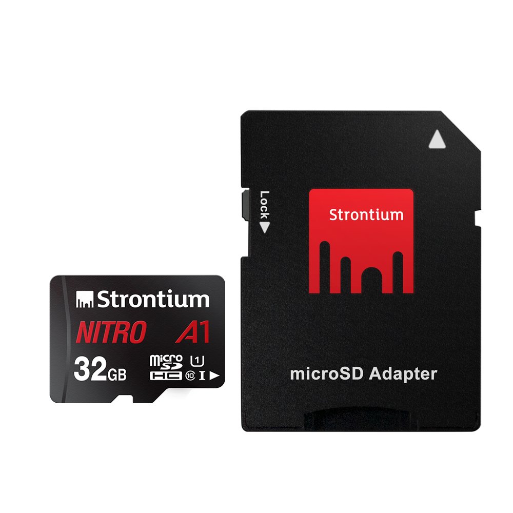 Strontium Nitro A1 32GB Micro SDHC Memory Card 100MB/s A1 UHS-I U1 Class 10 with High Speed Adapter SRN32GTFU1A1A