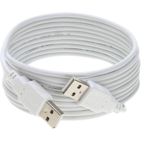 Usb 2.0 Type A Male To Usb A Male Cable For Computer And Laptop, Etc, (White)