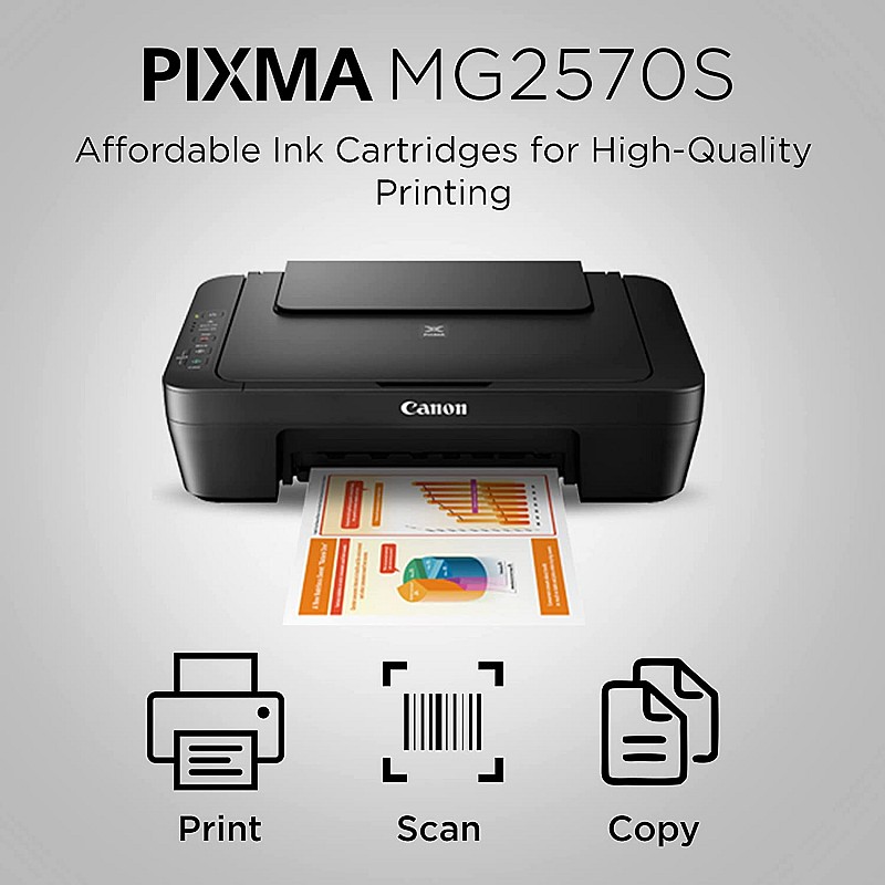 Canon MG2570S Multi-Function Inkjet Colour Printer (Black)