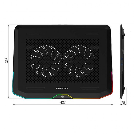 DEEPCOOL N80 RGB Gaming Notebook Laptop Cooler with RGB LED Lighting Compatible with 17.3 notebooks and Below DPN222N80RGB