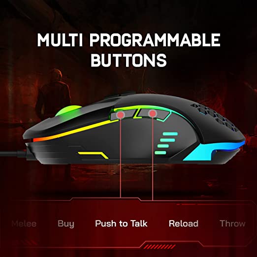 Redgear a-15 wired gaming mouse with rgb, semi-honeycomb design and upto 6400 dpi for windows pc gamers Black Redgear a-15 wired gaming mouse with rgb, semi-honeycomb design and upto 6400 dpi for windows pc gamers Black