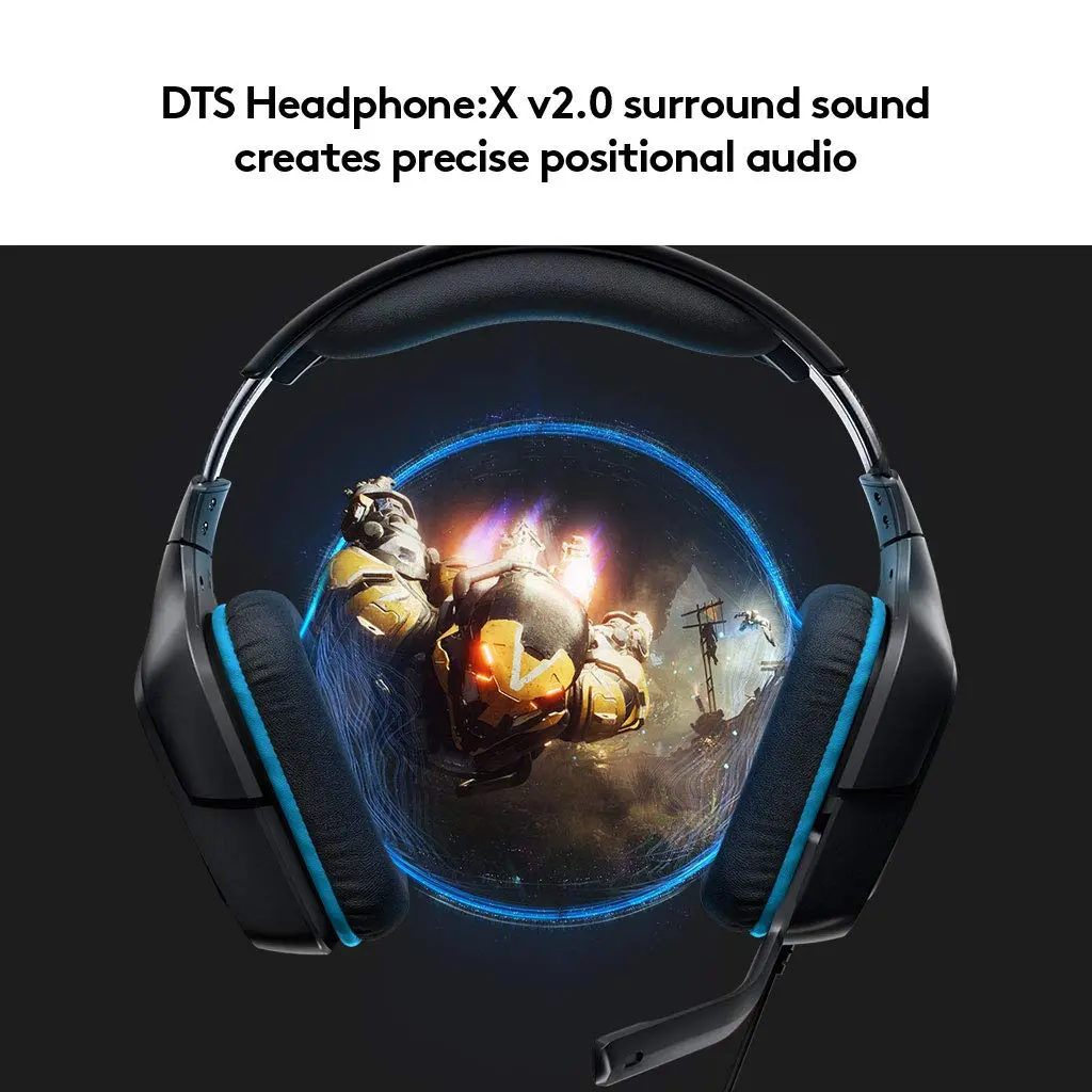 Logitech G431 Wired Noise Cancellation Gaming Headset DTS Headphone X v2.0 Blue