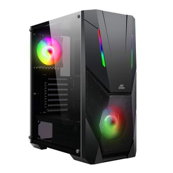 Ant Esports ICE-211TG Mid Tower Computer Case I Gaming Cabinet I Mesh Panel with ARGB Strip Front Pa