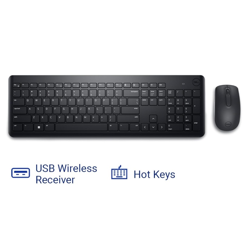 DELL KM3322W Keyboard Mouse Combo Anti-fade Spill-resistant Keys Wireless Multi-device Keyboard Black