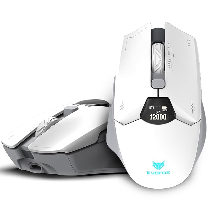 EvoFox Banshee 2 Wireless Gaming Mouse with Display Tri-Mode (2X BT,2.4G&Wired) | PixArt Sensor, 1000Hz Polling Rate, 12,000 DPI, 6 Programmable Buttons, Software Support EvoFox Banshee 2 Wireless Gaming Mouse with Display Tri-Mode (2X BT,2.4G&Wired) | PixArt Sensor, 1000Hz Polling Rate, 12,000 DPI, 6 Programmable Buttons, Software Support