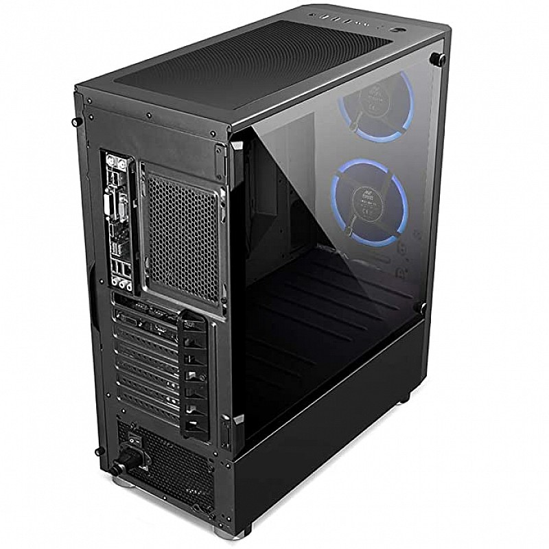 Ant Esports ICE-400TG Mid Tower Gaming Cabinet Computer case Supports ATX, Micro-ATX, Mini-ITX MB with Tempered Glass 3 RGB Ring Fan