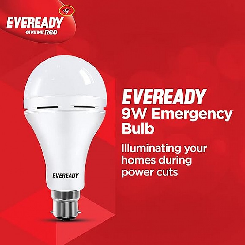 Eveready 9W B22D Emergency Inverter LED Bulb Cool Day Light 6500K Energy Efficient IBMS Technology  4 Hour Battery Backup  Li-on Battery Inside