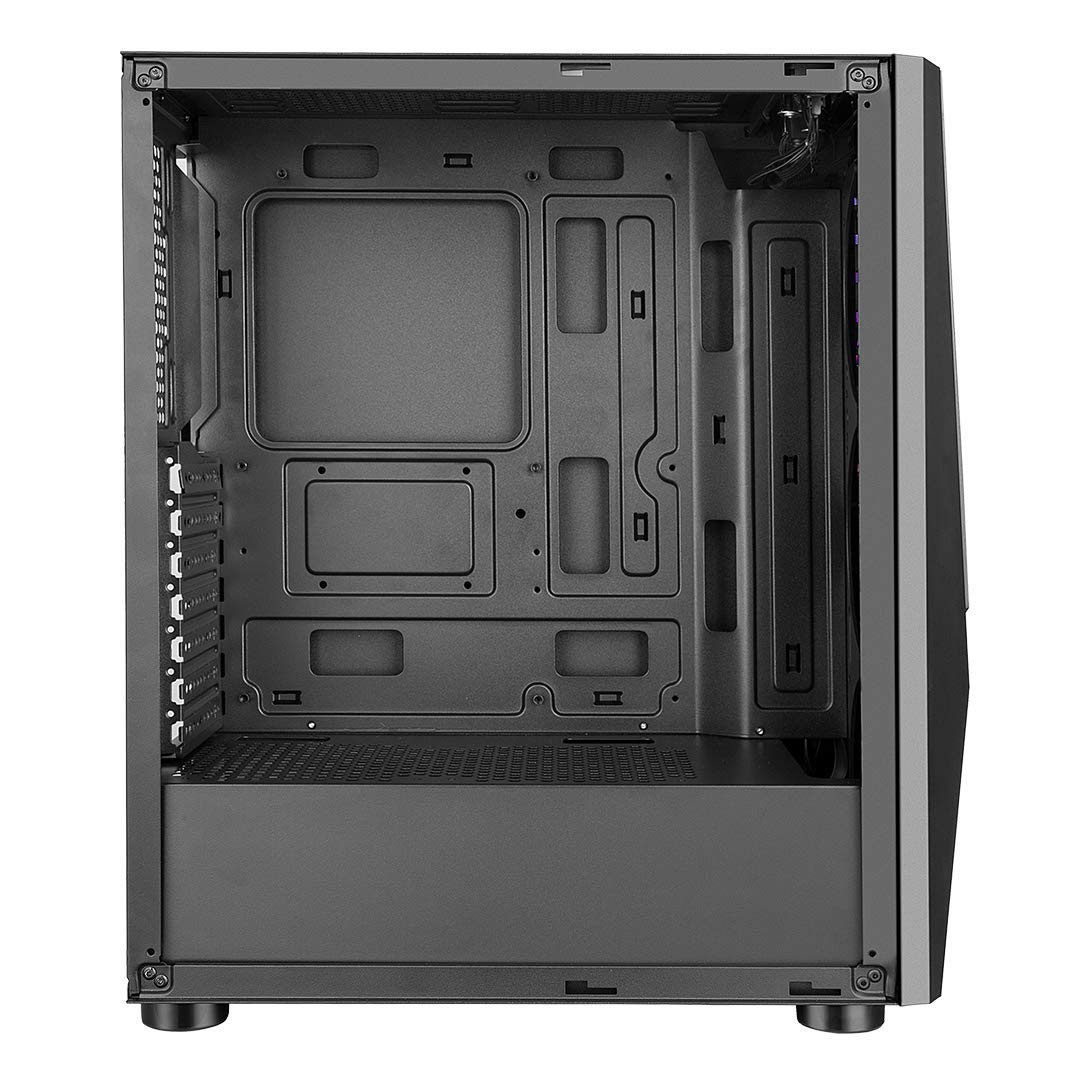 Ant Esports ICE-130AG Mid Tower Computer Case I Gaming Cabinet Supports ATX, Micro-ATX, Mini-ITX Motherboard with Transparent Side Panel 1 x 120 mm Rear Fan Preinstalled - Black
