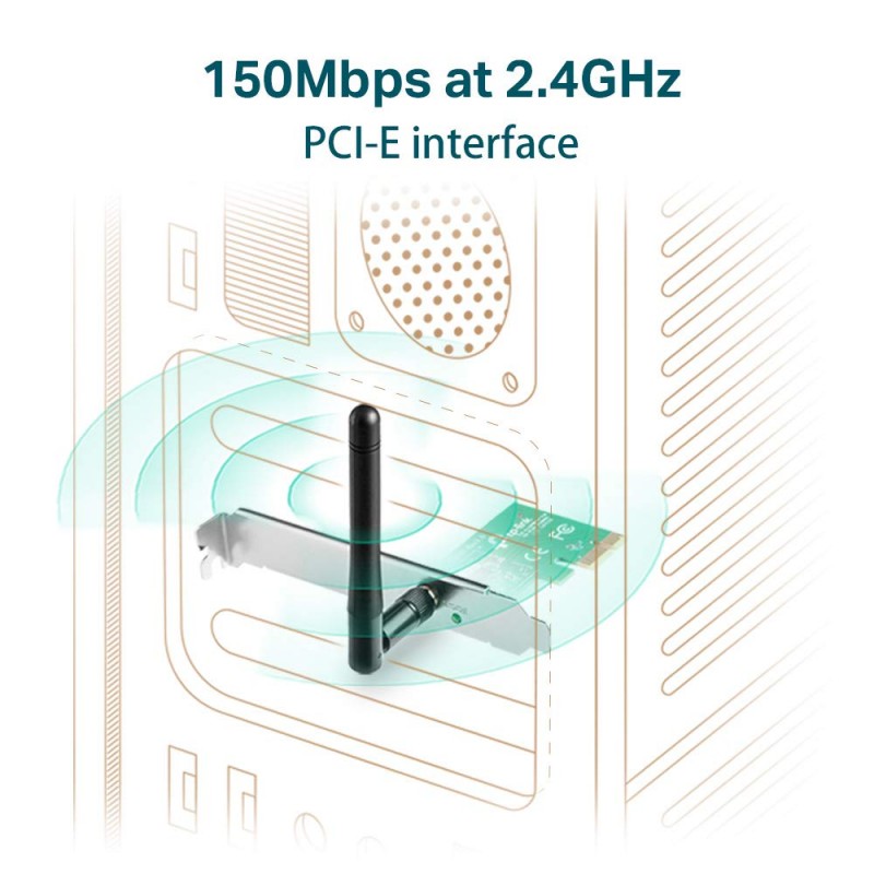 TP-Link TL-WN781ND 150Mbps Wireless N PCI Express Adapter 2dBi Detachable Omni Directional RP-SMA