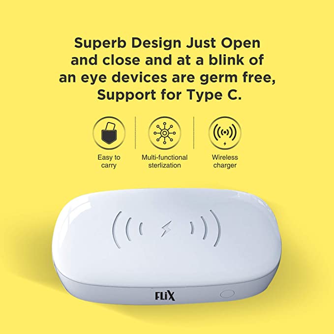 Flix (Beetel) Uv Sanitizer 10W Qi Wireless Charger,Portable Uv Sterilizer Box 99.9% Sterilization for Mask,Smartphone, Uv Box (White) Flix (Beetel) Uv Sanitizer 10W Qi Wireless Charger,Portable Uv Sterilizer Box 99.9% Sterilization for Mask,Smartphone, Uv Box (White)