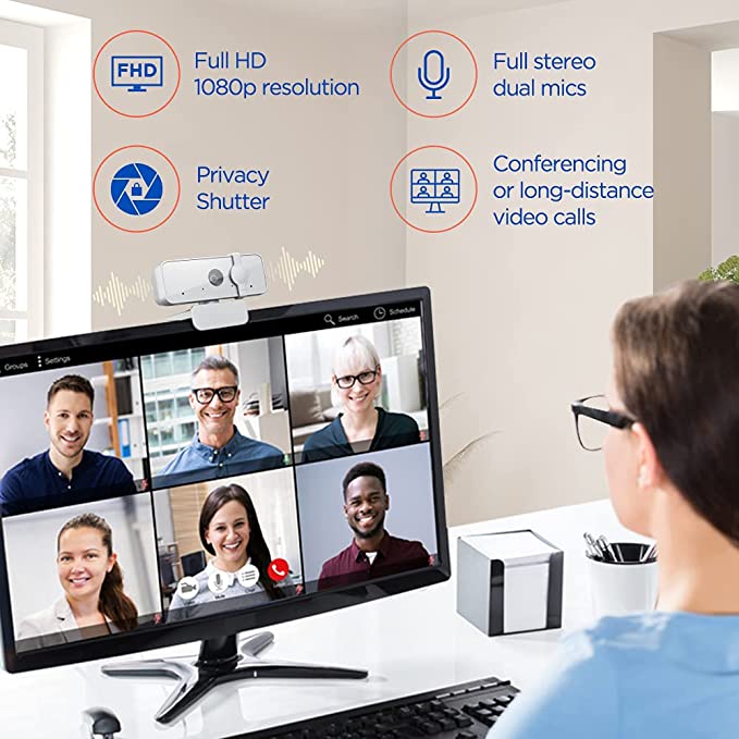 Lenovo 300 FHD Webcam with Full Stereo Dual Built-in mics, Grey Lenovo 300 FHD Webcam with Full Stereo Dual Built-in mics, Grey