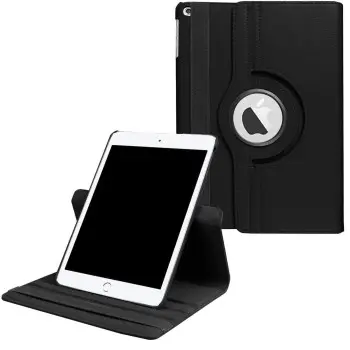 for iPad Air 2 Model. A1566, A1567 Case. MOCA 360°Degree Rotating PU Leather Smart Magnetic Stand Flip Case Cover for Apple iPad Air 2 / iPad 6 Flip Cover case (Black)