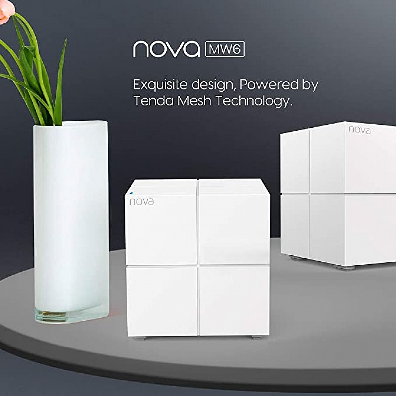 Tenda Nova MW6 Whole Home Mesh Wi-Fi System, 6000sq² Wi-Fi Coverage, Two Gigabit Ports, APP Control, Easy Set Up (White, Pack of 3)