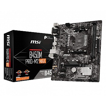 MSI B450M PRO M2 MAX Gaming m-ATX Motherboard Socket-1st 2nd and 3rd Gen AMD Ryzen AM4 Socket with 2 DDR4 ram Slot