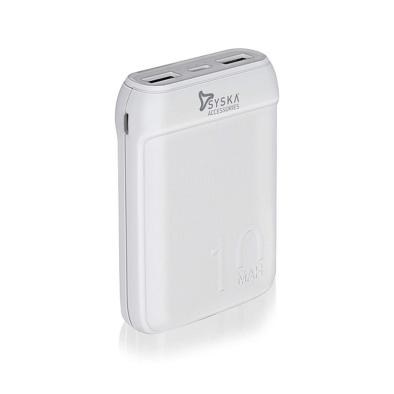 Syska 10000 mAh Li-Polymer P1016B Power Pocket100 Power Bank White