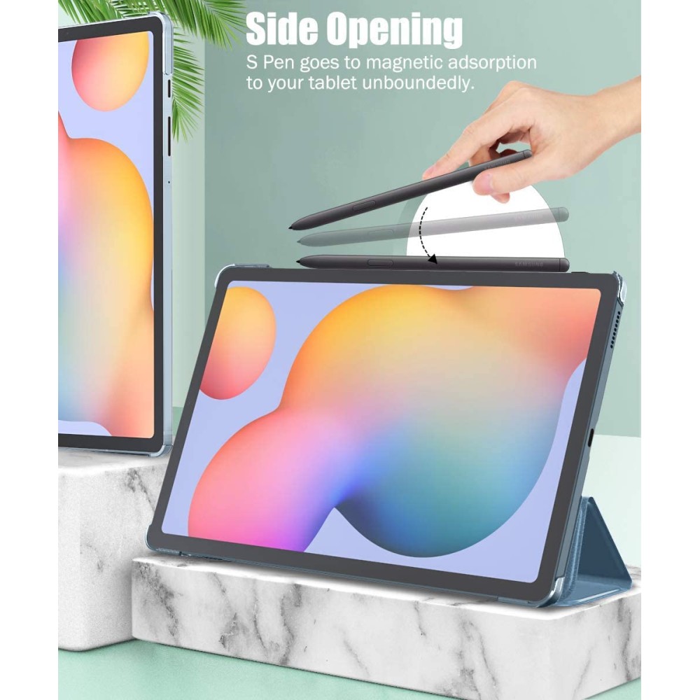 SwooK Case Compatible with Galaxy Tab S6 Lite 10.4 2020, Stand Cover with Translucent Frosted PC Back Shell Fit Samsung Galaxy Tab S6 Lite 10.4 2020 SM-P610/P615 (S6 lite 10.4 Inch, Aqua)