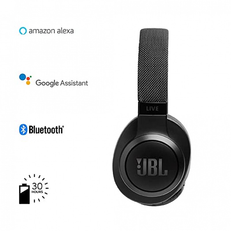 JBL Live 500BT by Harman, 30 Hrs Playtime, Quick Charge, Wireless Over Ear Headphones with Mic