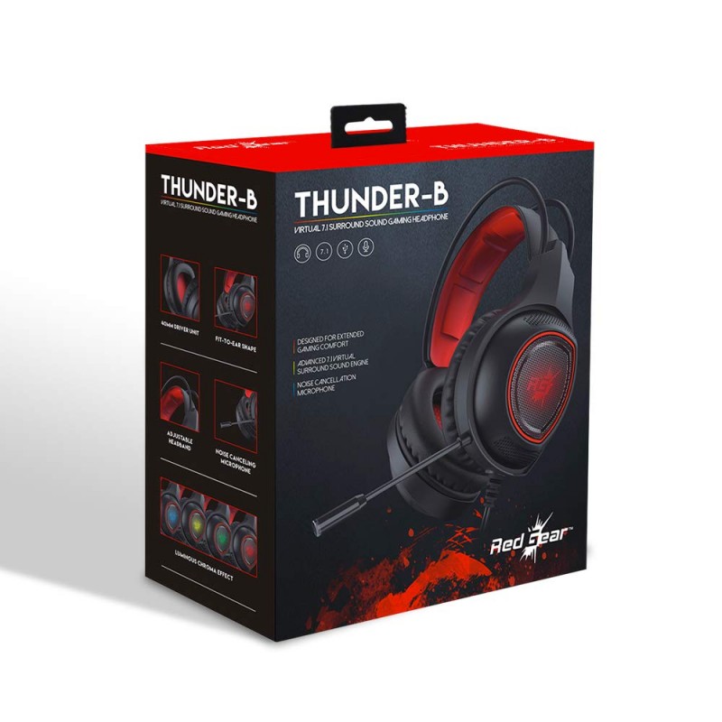 Redgear Thunder 7.1 Headset Black and Red