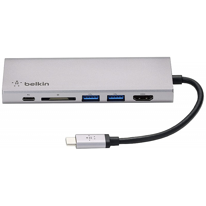 Belkin USB-C Multimedia Hub with Tethered USB-C Cable USB-C Dock for Mac OS and Windows USB-C Laptops