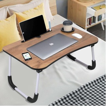 Mashur Fab Multi-Purpose Laptop Table/Study Table/Bed Table/Foldable and Portable Wooden/Writing Desk, Brown