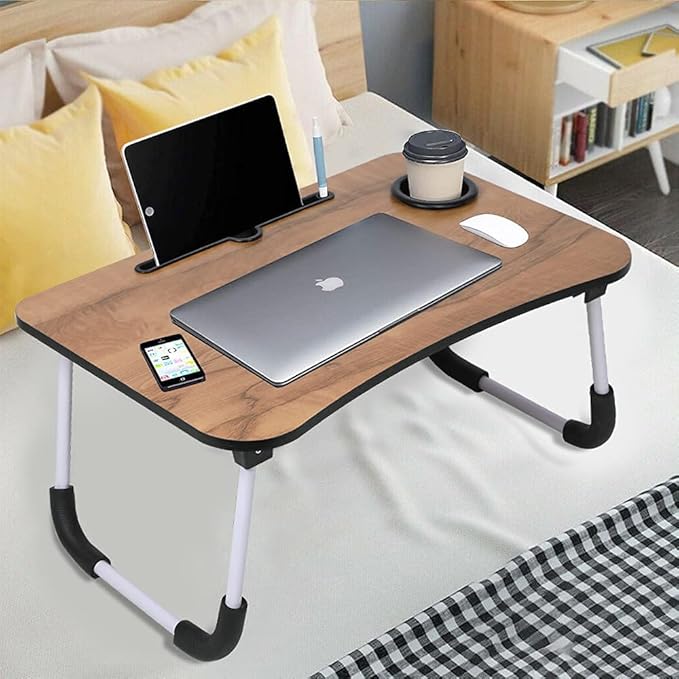 Mashur Fab Multi-Purpose Laptop Table/Study Table/Bed Table/Foldable and Portable Wooden/Writing Desk, Brown