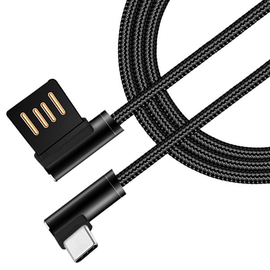pTron Solero Type-C Fast Charging 1.2m Long Nylon Braided Strong USB Cable (Black)