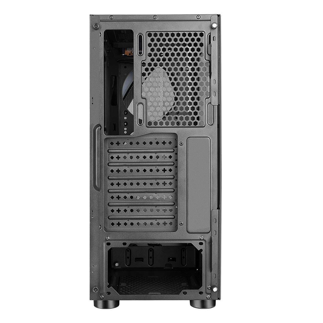 Ant Esports ICE-130AG Mid Tower Computer Case I Gaming Cabinet Supports ATX, Micro-ATX, Mini-ITX Motherboard with Transparent Side Panel 1 x 120 mm Rear Fan Preinstalled - Black