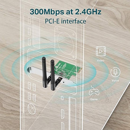 TP-LINK TL-WN881ND Wireless N300 PCI Express Adapter, 2.4GHz 300Mbps, Include Low-Profile Bracket- 