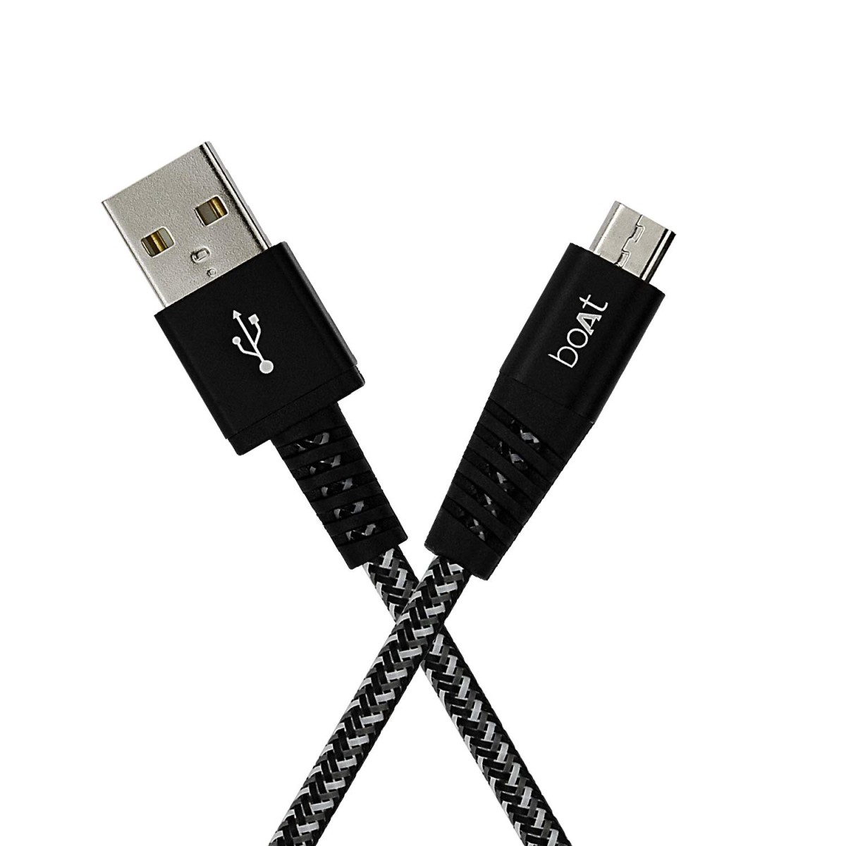 BoAt Rugged v3 Extra Tough Unbreakable Braided Micro USB Cable 1.5 Meter Black