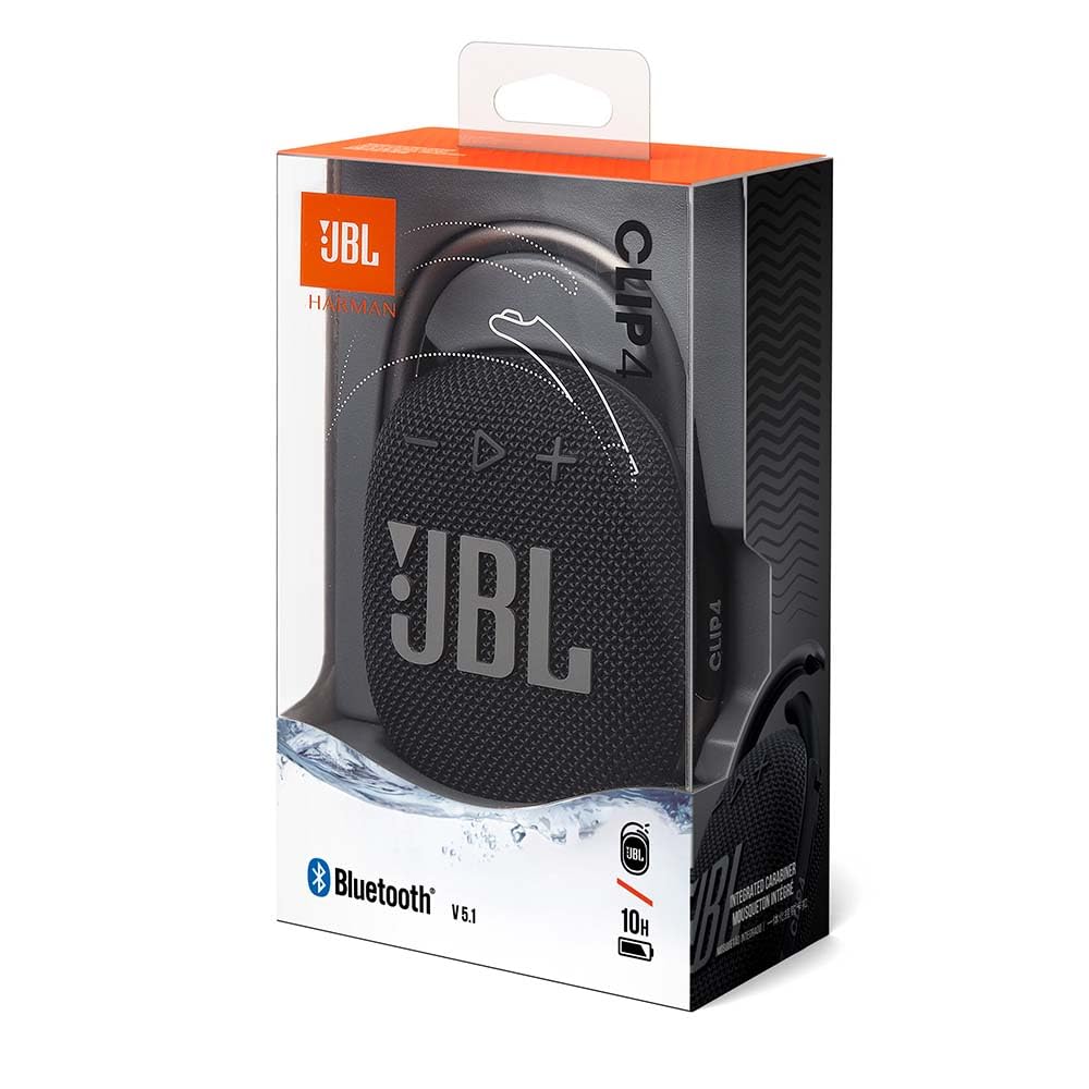 JBL Clip 4, Wireless Ultra Portable Bluetooth Speaker, Pro Sound, Integrated Carabiner, Vibrant Colors with Rugged Fabric Design, Dust & Waterproof, Type C (Without Mic, Black) JBL Clip 4, Wireless Ultra Portable Bluetooth Speaker, Pro Sound, Integrated Carabiner, Vibrant Colors with Rugged Fabric Design, Dust & Waterproof, Type C (Without Mic, Black)