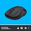 Logitech M221 Wireless Mouse, Silent Buttons, 2.4 GHz with USB Mini Receiver (Grey)