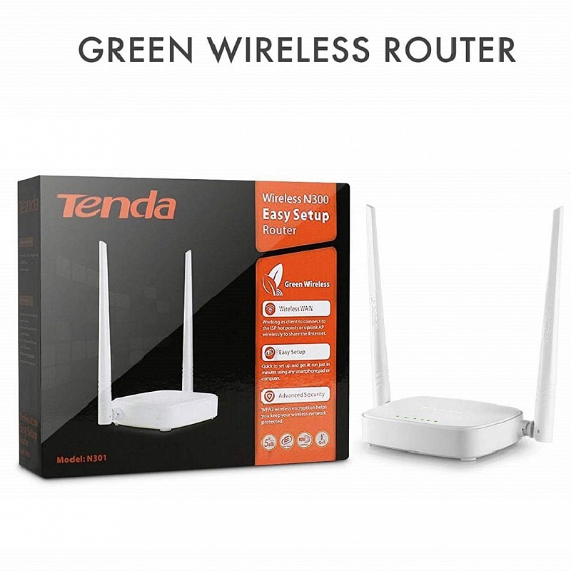 Tenda N301 Wireless-N300 Easy Setup Router White Not a Modem