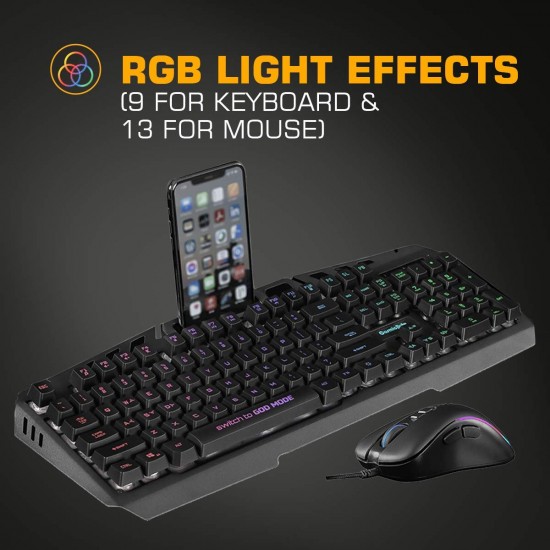 Cosmic Byte Dragon Fly RGB Aluminium Gaming Keyboard and Mouse Combo 8 RGB Effects 7 Button 7200 DPI Mouse with Software (Black)