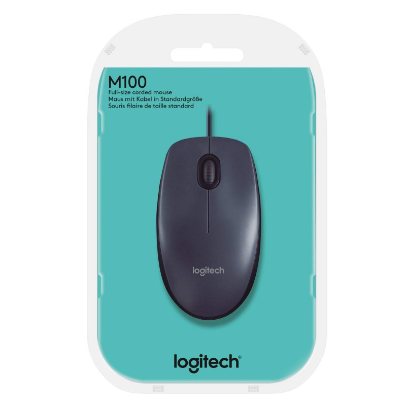 Logitech M100r Wired USB Mouse Black