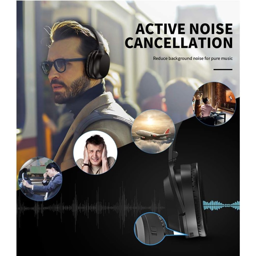 Lenovo HD100 Wireless Bluetooth Headphone BT 5.0 Noise isolation (Black)