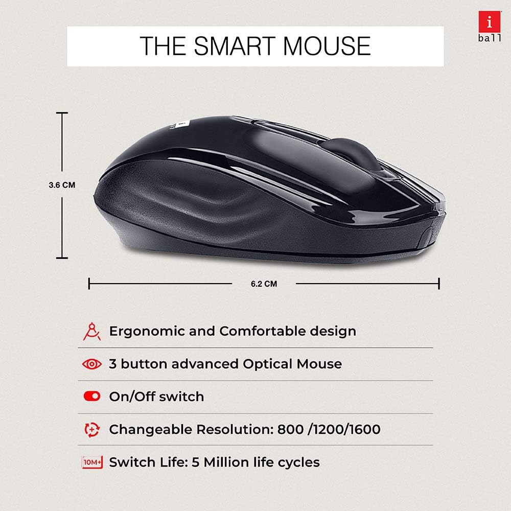 iBall Wireless Combo i4 Deskset Slim / Keyboard / Smart Mouse Chocolate Key