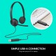Logitech H340 Wired Headset Stereo Headphones with Noise Cancelling Microphone USB PC Mac Laptop Black