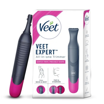 Veet Expert All-In-One Facial and Body Grooming Women’s Trimmer 60 min Runtime 5 Length Settings Grey