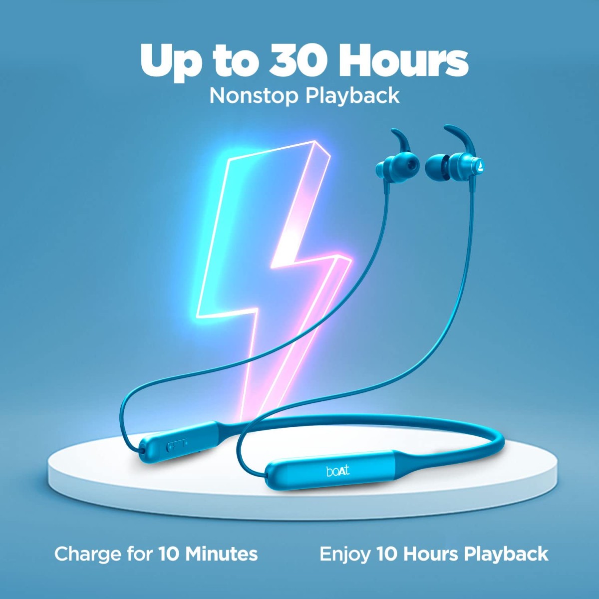 boAt Rockerz 335 Wireless Neckband Up to 30H Playback, Qualcomm aptX & CVC, Enhanced Bass, Metal BLUE