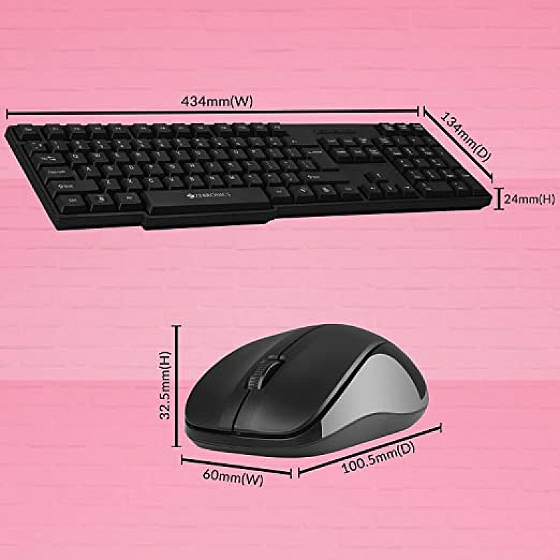 Zebronics Zeb-Companion 107 Wireless Keyboard and Mouse Combo with Nano Receiver 