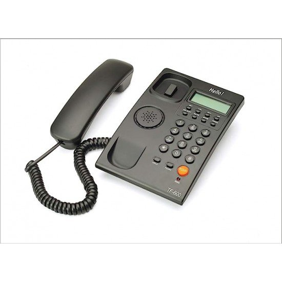 Hello Tf-600 Cli Caller Id Corded Landline Phone for Intercom and Epabx Desk & Wall Mountable (Black) 