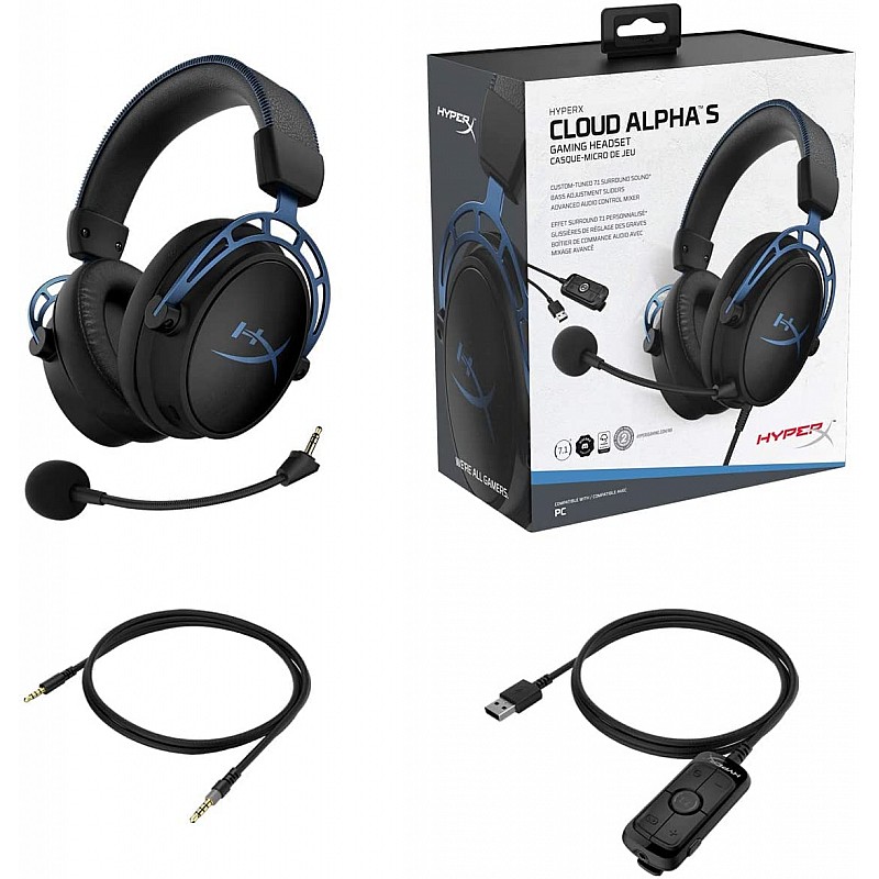 HyperX Cloud Alpha S Wired On Ear Headphones with Mic Blue