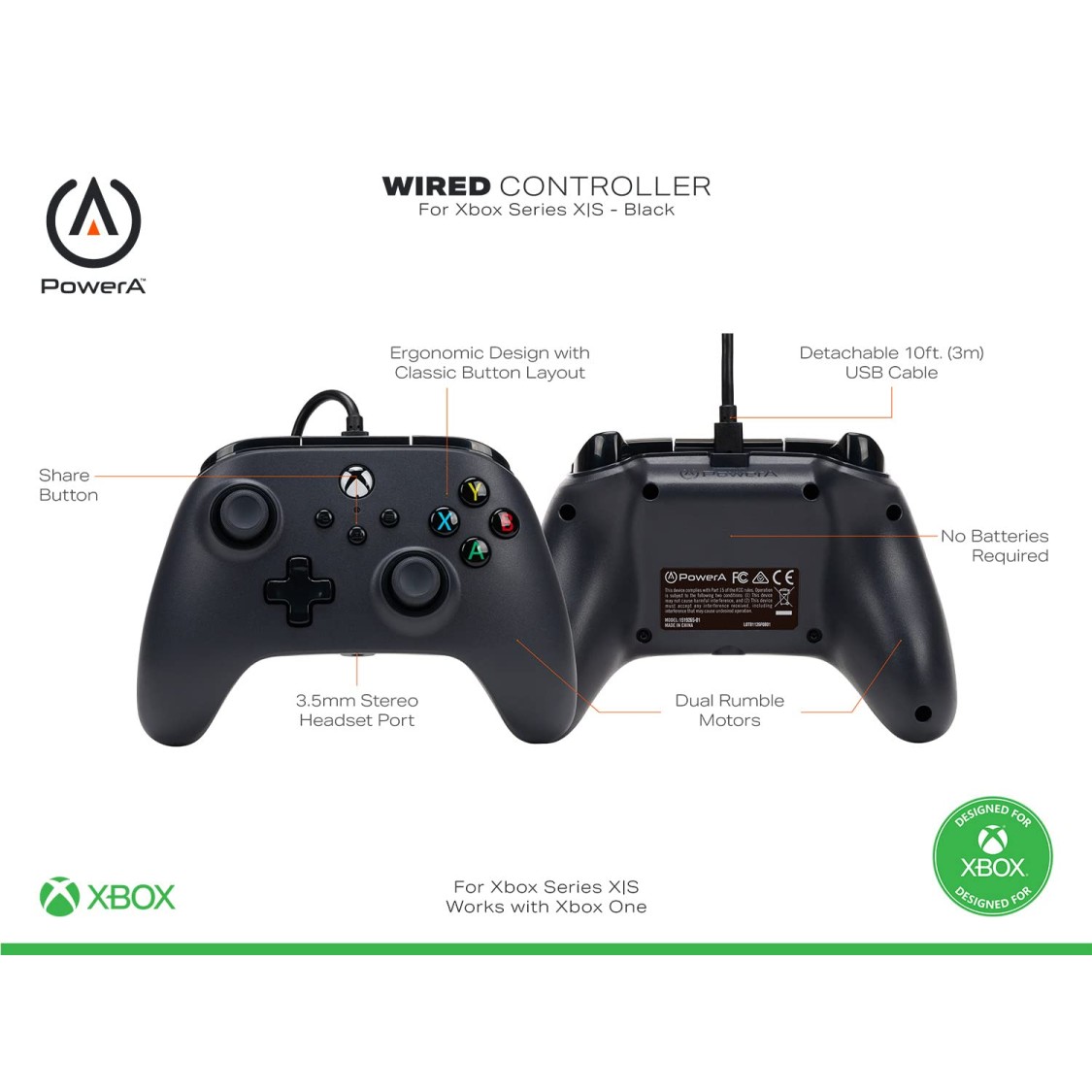 PowerA Advantage Wired Gaming Controller for Xbox Series X/S, Xbox One, PC, Windows 10/11, Black (Officially Licensed) PowerA Advantage Wired Gaming Controller for Xbox Series X/S, Xbox One, PC, Windows 10/11, Black (Officially Licensed)