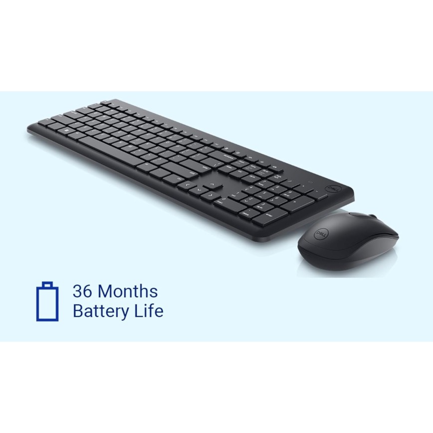 DELL KM3322W Keyboard Mouse Combo Anti-fade Spill-resistant Keys Wireless Multi-device Keyboard Black