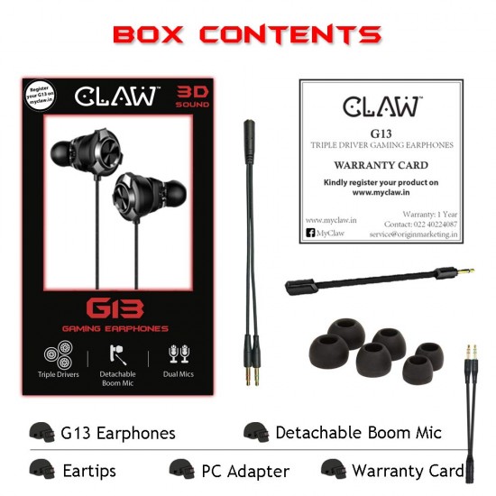 CLAW G13 Dual Driver Gaming Earphones