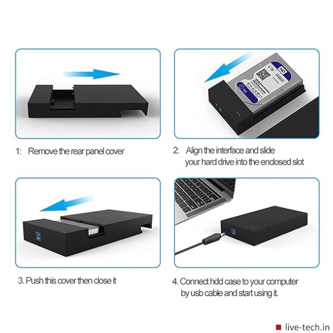 Live Tech 3.5/2.5 Inch SATA to USB 2.0 External Hard Drive Case for Laptop/Desktop/SSD HD (Hard Disk Not Included) (HDC05 USB 2.0)