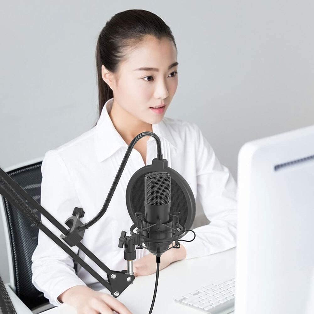 FIFINE T730 USB Microphone Kit with 16mm Capsule, Arm Stand, Shock Mount, Pop Filter for for Windows PC, Laptop, MAC, PS4 with Cardioid Pattern for Voice Recording, Podcast, YouTube Videos
