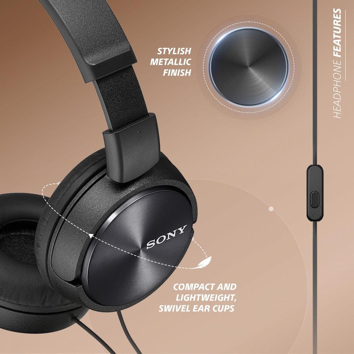 Sony mdr-zx310ap on ear headphone with mic (black)